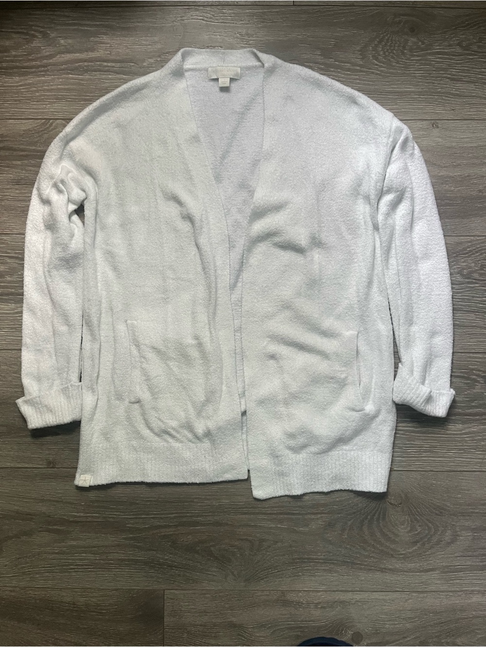 Barefoot Dreams Cozy Chic Lite White Long Sleeve Open Cardigan Comfy Sweater S